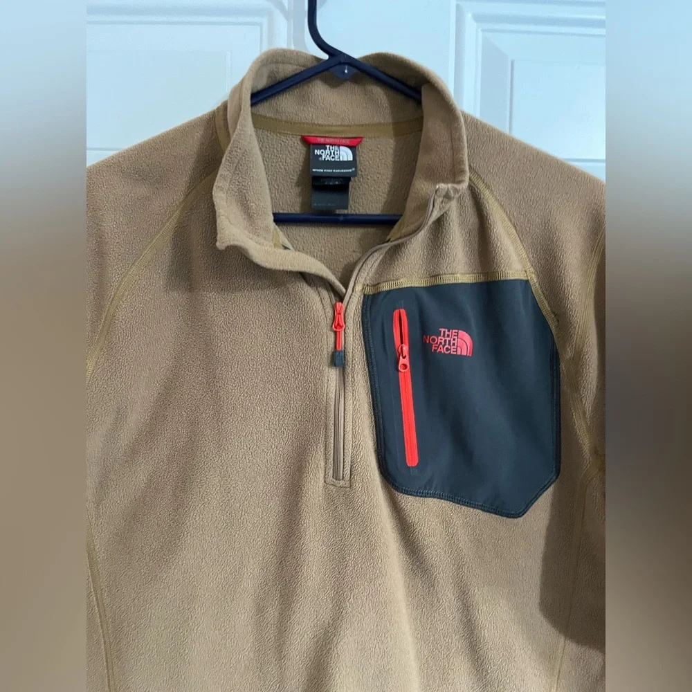 The North Face Polartec Classic 1/4 Zip Fleece Pullover Jacket Tan Outdoor Men M